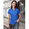imageMAGCOMSEN Womens Polo Shirts Cotton Short Sleeve VNeck Collared Tops Golf Shirt Work Casual Summer TeeAzure Blue