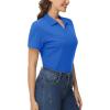 imageMAGCOMSEN Womens Polo Shirts Cotton Short Sleeve VNeck Collared Tops Golf Shirt Work Casual Summer TeeAzure Blue