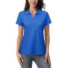imageMAGCOMSEN Womens Polo Shirts Cotton Short Sleeve VNeck Collared Tops Golf Shirt Work Casual Summer TeeAzure Blue
