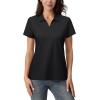 imageMAGCOMSEN Womens Polo Shirts Cotton Short Sleeve VNeck Collared Tops Golf Shirt Work Casual Summer TeeBlack