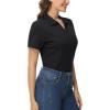 imageMAGCOMSEN Womens Polo Shirts Cotton Short Sleeve VNeck Collared Tops Golf Shirt Work Casual Summer TeeBlack