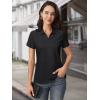 imageMAGCOMSEN Womens Polo Shirts Cotton Short Sleeve VNeck Collared Tops Golf Shirt Work Casual Summer TeeBlack