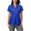 imageMAGCOMSEN Womens Polo Shirts Cotton Short Sleeve VNeck Collared Tops Golf Shirt Work Casual Summer TeeColor Blue