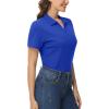 imageMAGCOMSEN Womens Polo Shirts Cotton Short Sleeve VNeck Collared Tops Golf Shirt Work Casual Summer TeeColor Blue