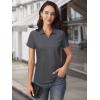 imageMAGCOMSEN Womens Polo Shirts Cotton Short Sleeve VNeck Collared Tops Golf Shirt Work Casual Summer TeeDark Gray