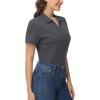 imageMAGCOMSEN Womens Polo Shirts Cotton Short Sleeve VNeck Collared Tops Golf Shirt Work Casual Summer TeeDark Gray
