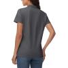 imageMAGCOMSEN Womens Polo Shirts Cotton Short Sleeve VNeck Collared Tops Golf Shirt Work Casual Summer TeeDark Gray