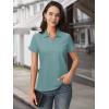 imageMAGCOMSEN Womens Polo Shirts Cotton Short Sleeve VNeck Collared Tops Golf Shirt Work Casual Summer TeeGray Green