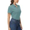 imageMAGCOMSEN Womens Polo Shirts Cotton Short Sleeve VNeck Collared Tops Golf Shirt Work Casual Summer TeeGray Green