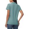 imageMAGCOMSEN Womens Polo Shirts Cotton Short Sleeve VNeck Collared Tops Golf Shirt Work Casual Summer TeeGray Green