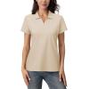 imageMAGCOMSEN Womens Polo Shirts Cotton Short Sleeve VNeck Collared Tops Golf Shirt Work Casual Summer TeeKhaki