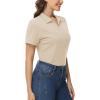 imageMAGCOMSEN Womens Polo Shirts Cotton Short Sleeve VNeck Collared Tops Golf Shirt Work Casual Summer TeeKhaki