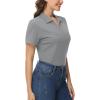 imageMAGCOMSEN Womens Polo Shirts Cotton Short Sleeve VNeck Collared Tops Golf Shirt Work Casual Summer TeeLight Gray