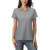 imageMAGCOMSEN Womens Polo Shirts Cotton Short Sleeve VNeck Collared Tops Golf Shirt Work Casual Summer TeeLight Gray