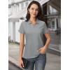imageMAGCOMSEN Womens Polo Shirts Cotton Short Sleeve VNeck Collared Tops Golf Shirt Work Casual Summer TeeLight Gray