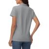imageMAGCOMSEN Womens Polo Shirts Cotton Short Sleeve VNeck Collared Tops Golf Shirt Work Casual Summer TeeLight Gray