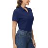 imageMAGCOMSEN Womens Polo Shirts Cotton Short Sleeve VNeck Collared Tops Golf Shirt Work Casual Summer TeeNavy Blue