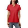 imageMAGCOMSEN Womens Polo Shirts Cotton Short Sleeve VNeck Collared Tops Golf Shirt Work Casual Summer TeeTomato Red