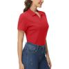 imageMAGCOMSEN Womens Polo Shirts Cotton Short Sleeve VNeck Collared Tops Golf Shirt Work Casual Summer TeeTomato Red