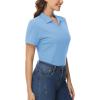 imageMAGCOMSEN Womens Polo Shirts Cotton Short Sleeve VNeck Collared Tops Golf Shirt Work Casual Summer TeeWaterfall Blue