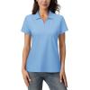 imageMAGCOMSEN Womens Polo Shirts Cotton Short Sleeve VNeck Collared Tops Golf Shirt Work Casual Summer TeeWaterfall Blue