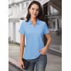 imageMAGCOMSEN Womens Polo Shirts Cotton Short Sleeve VNeck Collared Tops Golf Shirt Work Casual Summer TeeWaterfall Blue