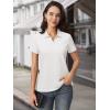 imageMAGCOMSEN Womens Polo Shirts Cotton Short Sleeve VNeck Collared Tops Golf Shirt Work Casual Summer TeeWhite