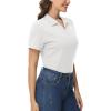 imageMAGCOMSEN Womens Polo Shirts Cotton Short Sleeve VNeck Collared Tops Golf Shirt Work Casual Summer TeeWhite