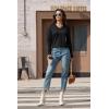 imageMAGCOMSEN Womens V Neck Sweater 2024 Spring Casual Long Sleeve Tops Knit Lightweight Pullover Sweaters JumperBlack