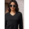 imageMAGCOMSEN Womens V Neck Sweater 2024 Spring Casual Long Sleeve Tops Knit Lightweight Pullover Sweaters JumperBlack