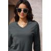 imageMAGCOMSEN Womens V Neck Sweater 2024 Spring Casual Long Sleeve Tops Knit Lightweight Pullover Sweaters JumperDark Grey