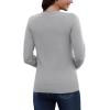 imageMAGCOMSEN Womens V Neck Sweater 2024 Spring Casual Long Sleeve Tops Knit Lightweight Pullover Sweaters JumperLight Grey