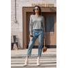 imageMAGCOMSEN Womens V Neck Sweater 2024 Spring Casual Long Sleeve Tops Knit Lightweight Pullover Sweaters JumperLight Grey