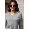 imageMAGCOMSEN Womens V Neck Sweater 2024 Spring Casual Long Sleeve Tops Knit Lightweight Pullover Sweaters JumperLight Grey
