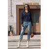 imageMAGCOMSEN Womens V Neck Sweater 2024 Spring Casual Long Sleeve Tops Knit Lightweight Pullover Sweaters JumperNavy