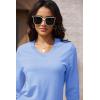 imageMAGCOMSEN Womens V Neck Sweater 2024 Spring Casual Long Sleeve Tops Knit Lightweight Pullover Sweaters JumperPale Blue