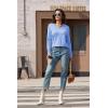 imageMAGCOMSEN Womens V Neck Sweater 2024 Spring Casual Long Sleeve Tops Knit Lightweight Pullover Sweaters JumperPale Blue