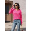 imageMAGCOMSEN Womens V Neck Sweater 2024 Spring Casual Long Sleeve Tops Knit Lightweight Pullover Sweaters JumperRose Red