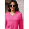 imageMAGCOMSEN Womens V Neck Sweater 2024 Spring Casual Long Sleeve Tops Knit Lightweight Pullover Sweaters JumperRose Red