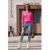 imageMAGCOMSEN Womens V Neck Sweater 2024 Spring Casual Long Sleeve Tops Knit Lightweight Pullover Sweaters JumperRose Red