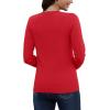 imageMAGCOMSEN Womens V Neck Sweater 2024 Spring Casual Long Sleeve Tops Knit Lightweight Pullover Sweaters JumperTomato Red