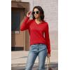 imageMAGCOMSEN Womens V Neck Sweater 2024 Spring Casual Long Sleeve Tops Knit Lightweight Pullover Sweaters JumperTomato Red