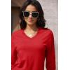 imageMAGCOMSEN Womens V Neck Sweater 2024 Spring Casual Long Sleeve Tops Knit Lightweight Pullover Sweaters JumperTomato Red