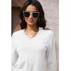 imageMAGCOMSEN Womens V Neck Sweater 2024 Spring Casual Long Sleeve Tops Knit Lightweight Pullover Sweaters JumperWhite