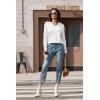 imageMAGCOMSEN Womens V Neck Sweater 2024 Spring Casual Long Sleeve Tops Knit Lightweight Pullover Sweaters JumperWhite