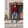 imageMAGCOMSEN Womens V Neck Sweater 2024 Spring Casual Long Sleeve Tops Knit Lightweight Pullover Sweaters JumperWine Red