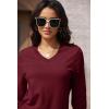 imageMAGCOMSEN Womens V Neck Sweater 2024 Spring Casual Long Sleeve Tops Knit Lightweight Pullover Sweaters JumperWine Red