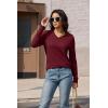 imageMAGCOMSEN Womens V Neck Sweater 2024 Spring Casual Long Sleeve Tops Knit Lightweight Pullover Sweaters JumperWine Red