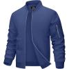 imageMAGCOMSEN Mens Bomber Jacket Lightweight Casual Windbreaker Spring Fall Zip Up Coat with 5 PocketBlue