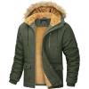 imageMAGCOMSEN Mens Fleece Lined Parka Jacket Hooded Puffer Jacket Warm Winter Coat Thicken Fur Jackets Windproof CoatsArmy Green